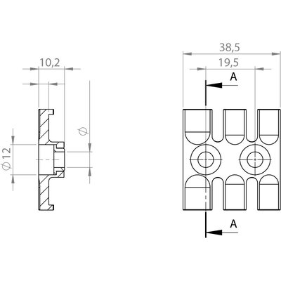 Listwa mocująca z wkładką aluminiową ZL 39 AB 6,2, 32290 - schemat