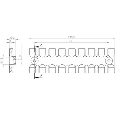Listwa mocująca z wkładką aluminiową ZL 140 AB 4,1, 32274 - schemat