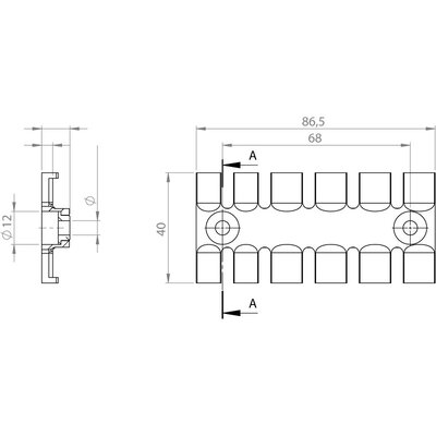 Listwa mocująca z wkładką aluminiową ZL 87 AB 5,2, 32283 - schemat