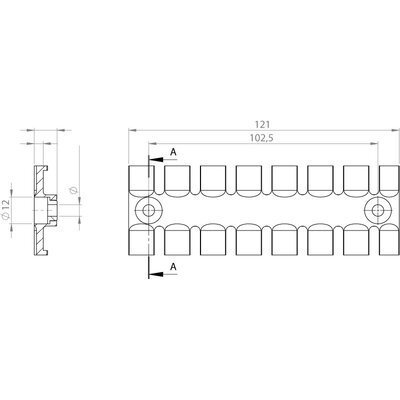 Listwa mocująca z wkładką aluminiową ZL 121 AB 5,2, 32285 - schemat