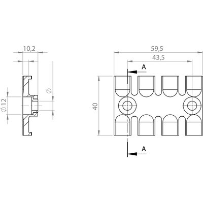 Listwa mocująca z wkładką aluminiową ZL 60 AB 6,2, 32291 - schemat