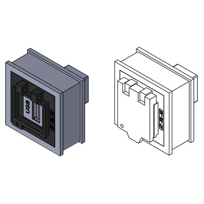Moduł uszczelniający AT-KS-AK-USB 3.0, z gniazdem Keystone i klapką, 39977 - render