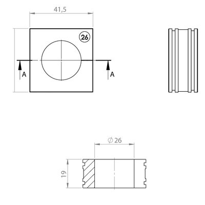 Moduł uszczelniający KT duży, KT 26, z otworem 1x26-27 mm, 41326