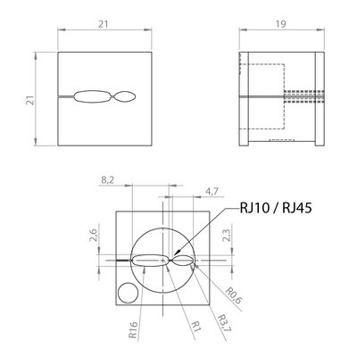 Moduł uszczelniający KT specjalny, mały, KT Tele2, z otworami, RJ10/RJ45, 41258