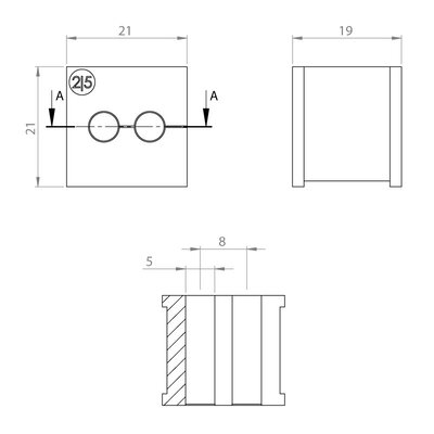 Moduł uszczelniający KT multi, mały, KT 2/5, z otworami 2x5-5 mm, 39904