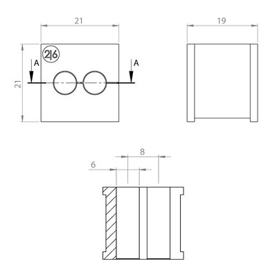Moduł uszczelniający KT multi, mały, KT 2/6, z otworami 2x6-6 mm, 39905