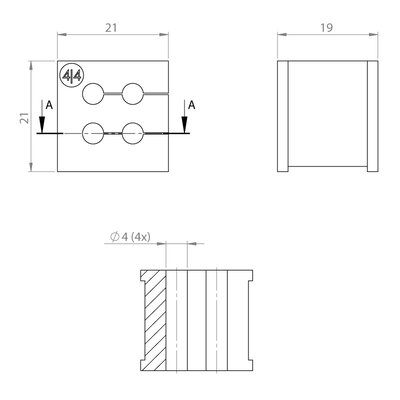 Moduł uszczelniający KT multi, mały, KT 4/4, z otworami 4x4-4 mm, 39909