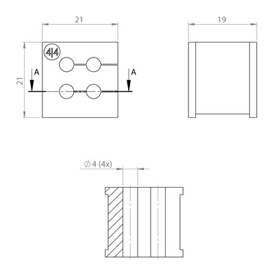 Moduł uszczelniający KT multi, mały, KT 4/4, z otworami 4x4-4 mm, 39911