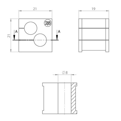 Moduł uszczelniający KT multi, mały, KT 2/8, z otworami 2x8-8 mm, 39918