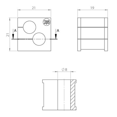 Moduł uszczelniający KT multi, mały, KT 2/8, z otworami 2x8-8 mm, 39917