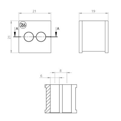 Moduł uszczelniający KT multi, mały, KT 2/6, z otworami 2x6-6 mm, 41201