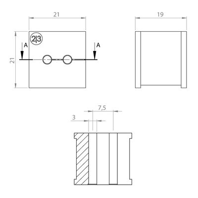 Moduł uszczelniający KT multi, mały, KT 2/3, z otworami 2x3-3 mm, 39939