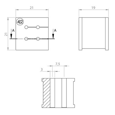 Moduł uszczelniający KT multi, mały, KT 4/2, z otworami 4x2-2 mm, 39937
