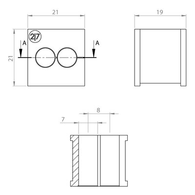 Moduł uszczelniający KT multi, mały, KT 2/7, z otworami 2x7-7 mm, 41202