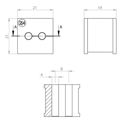 Moduł uszczelniający KT multi, mały, KT 2/4, z otworami 2x4-4 mm, 39906
