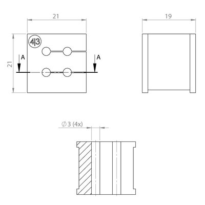 Moduł uszczelniający KT multi, mały, KT 4/3, z otworami 4x3-3 mm, 39915
