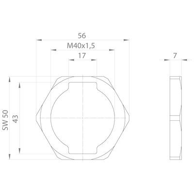Nakrętka do złączy DVI i PROFIBUS, KGM, KGM-PB gy, gwint M40x1,5, 45107