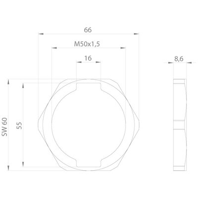 Nakrętka do złączy DVI i PROFIBUS, KGM, KGM-PB bk, gwint M50x1,5,45109