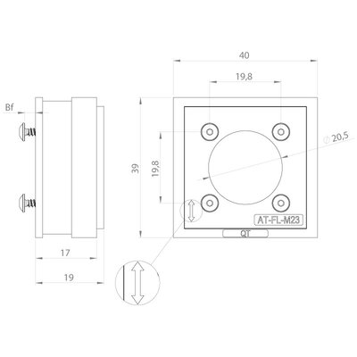 Adapter do mocowania kwadratowego M23, QT-AT-FL, QT-AT-FL-M23, 42608