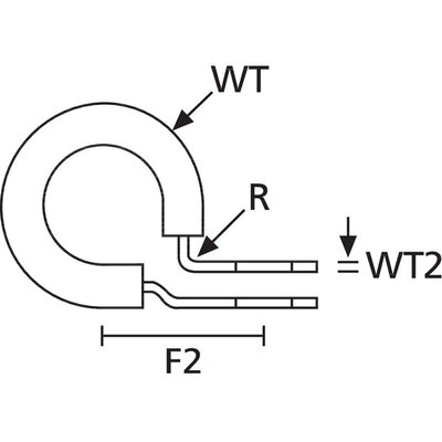 Aluminiowa obejma P-Clip z chloroprenową wkładką,  211-15120 - widok z boku