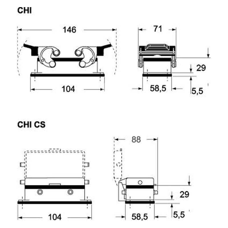 Obudowa gniazda, CHI 50 CS - schemat 1