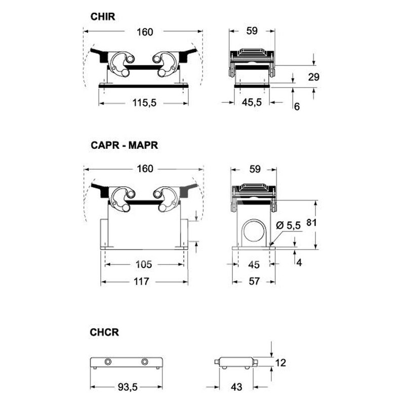 Obudowa gniazda, CAPR 16.21 - schemat 1