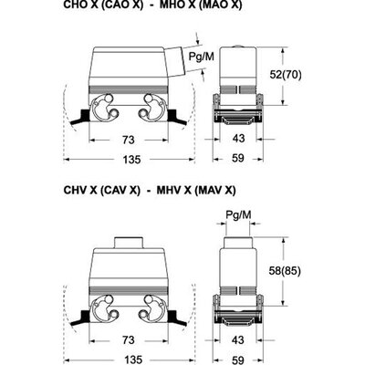 Obudowa wtyku, CHV 10 X - schemat 1