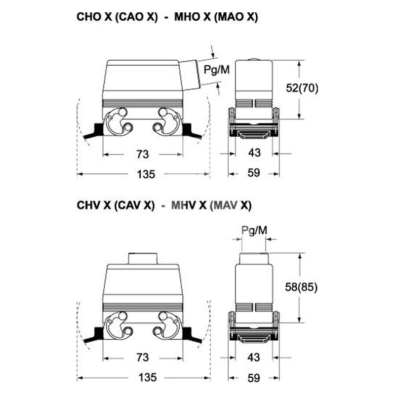 Obudowa wtyku, CHV 10 X - schemat 1