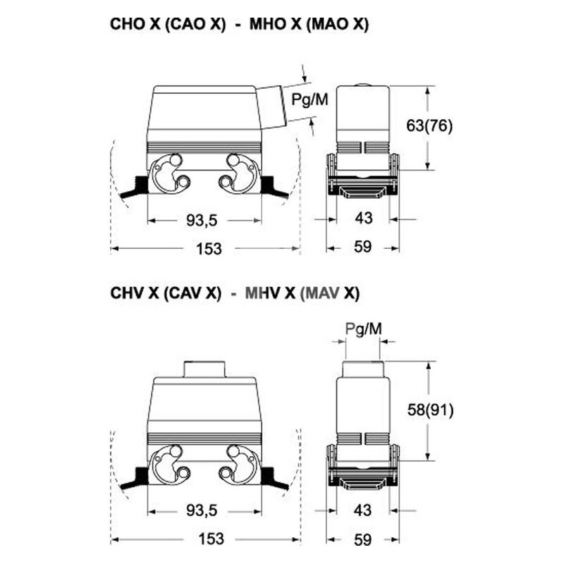 Obudowa wtyku, CHO 16 X - schemat 1