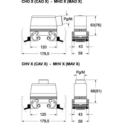 Obudowa wtyku, MHV 24 X32 - schemat 1