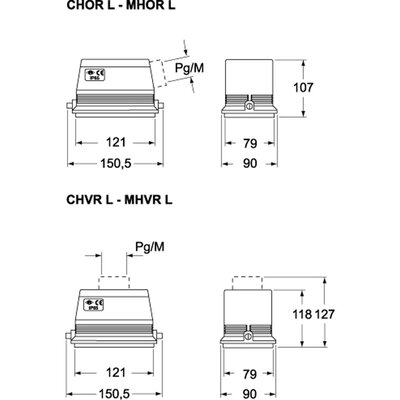 Obudowa wtyku, MHOR 48 L40 - schemat 1