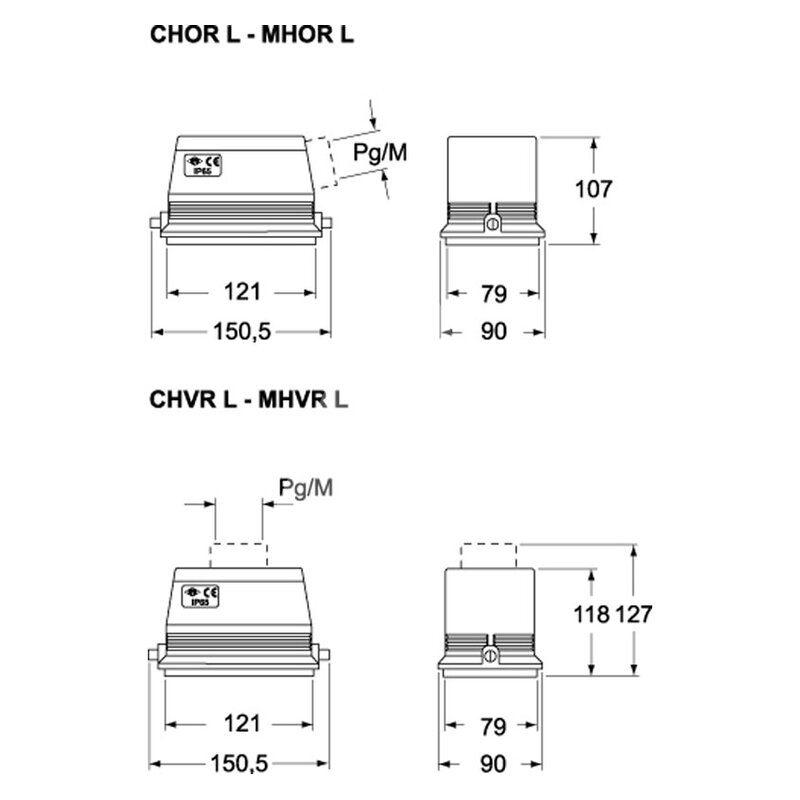 Obudowa wtyku, MHOR 48 L40 - schemat 1