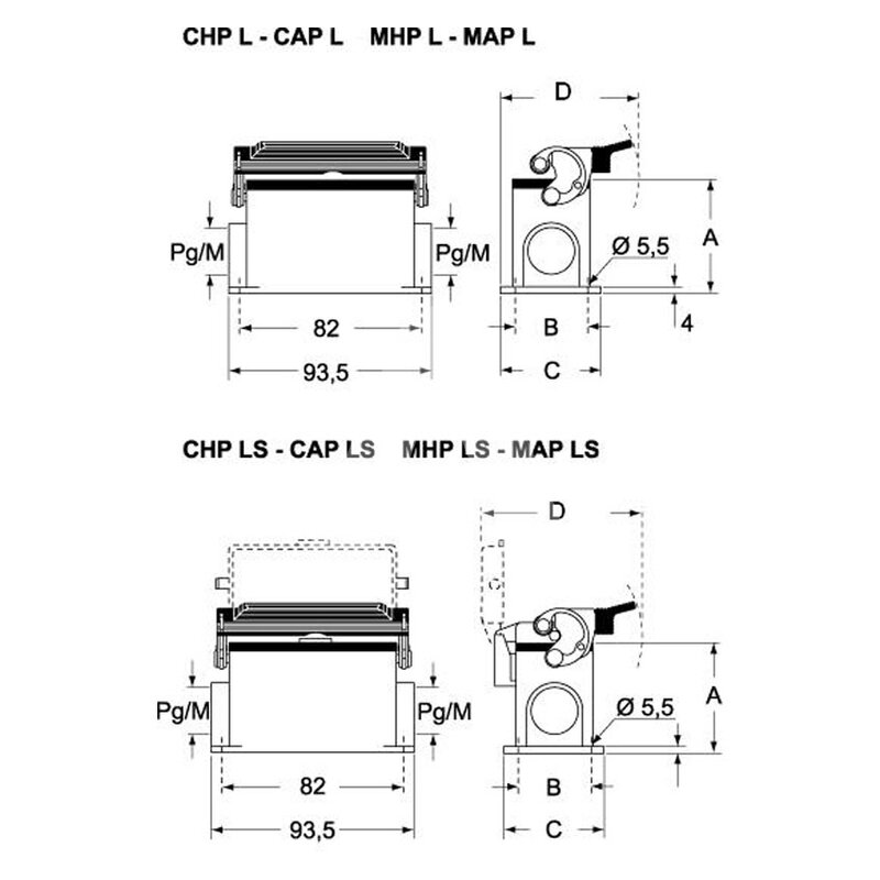 Obudowa gniazda, CHP 10 L2 - schemat 1
