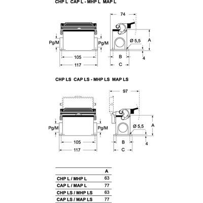 Obudowa gniazda, CHP 16 LS2 - schemat 1