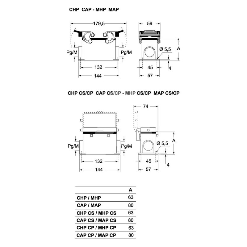 Obudowa gniazda, CAP 24 CP2 - schemat 1