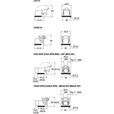 Obudowa gniazda, CKAX 03 APS - schemat1