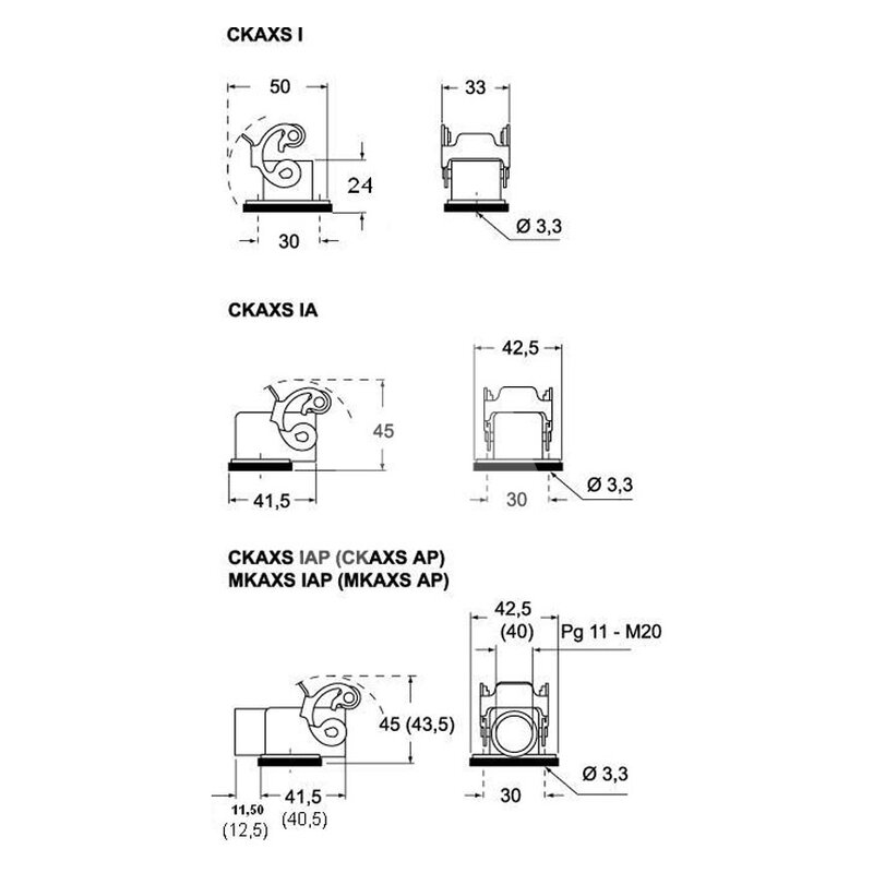 Obudowa gniazda, CKAXS 03 AP - schemat1