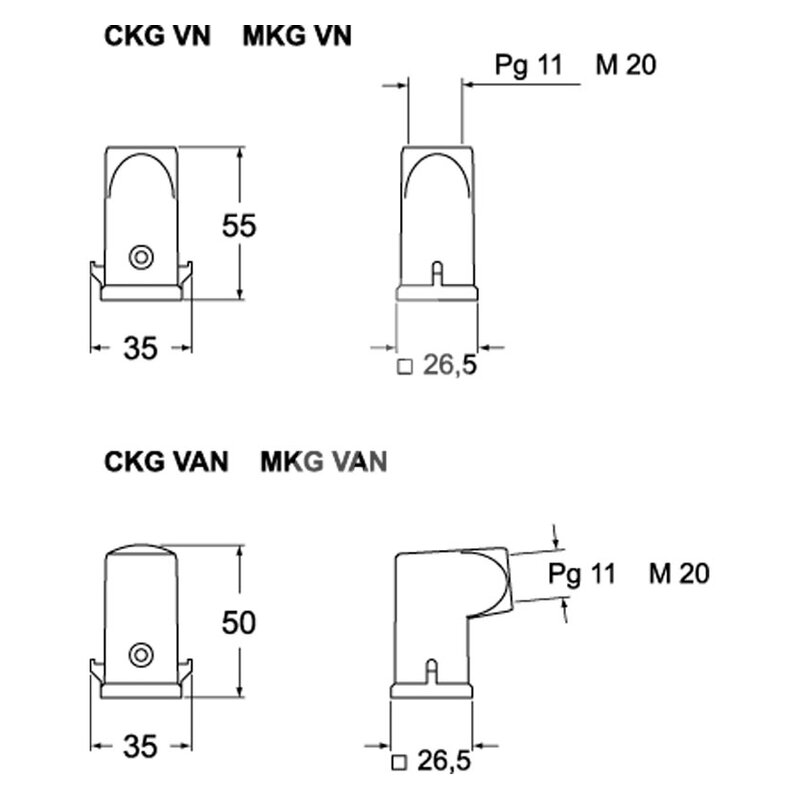 Obudowa wtyku, CKG 03 VAN - schemat1