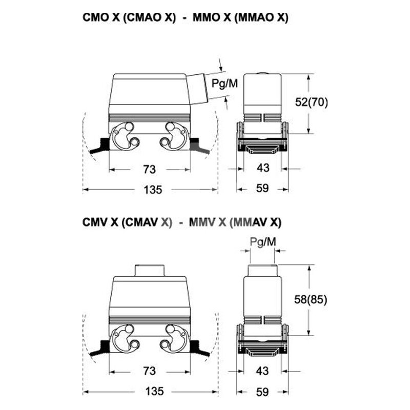 Obudowa wtyku, MMAO 03 X32 - schemat 1