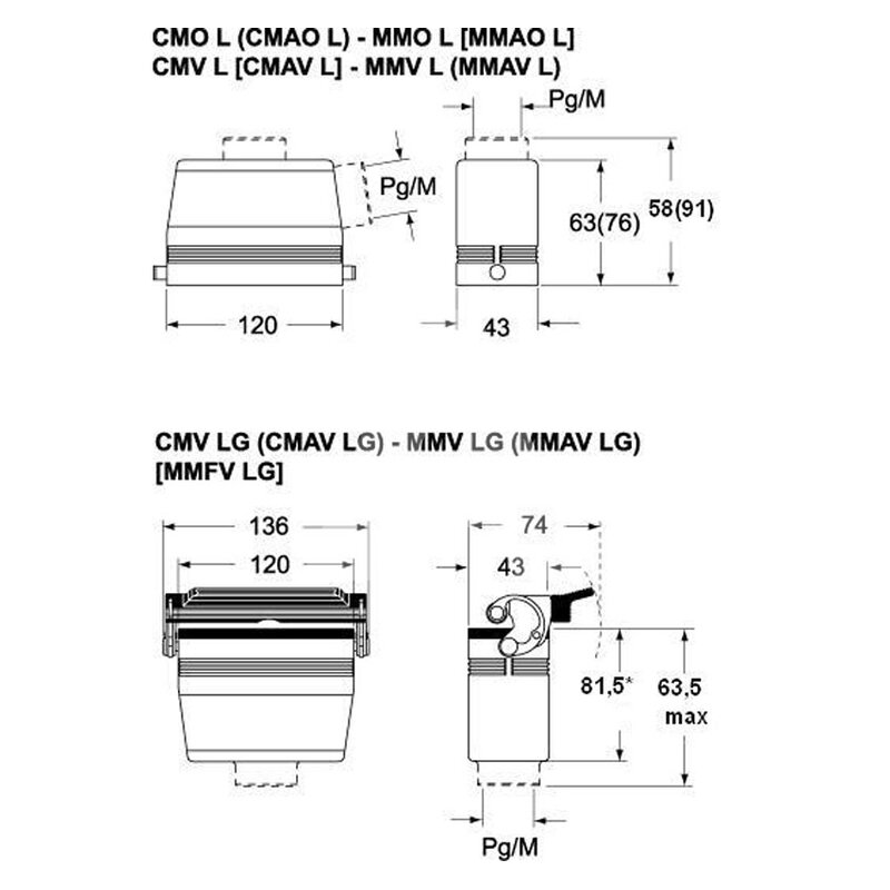Obudowa wtyku, MMV 16 L25 - schemat 1
