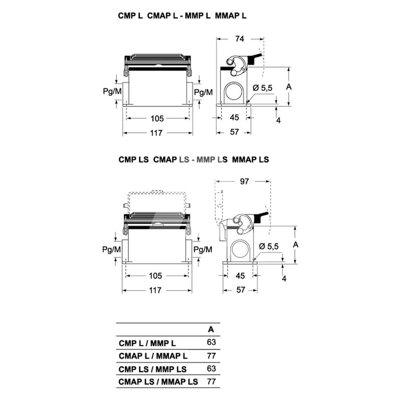 Obudowa gniazda, CMAP 06 L - schemat 1