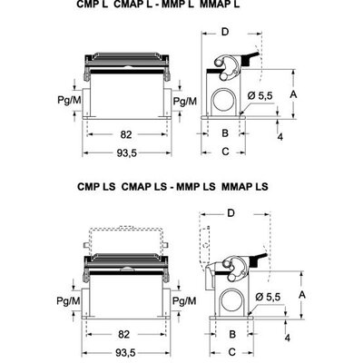 Obudowa gniazda, CMP 03 LS - schemat 1