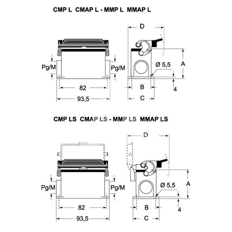 Obudowa gniazda, CMP 03 LS - schemat 1