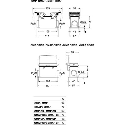 Obudowa gniazda, MMAP 06CP232 - schemat 1