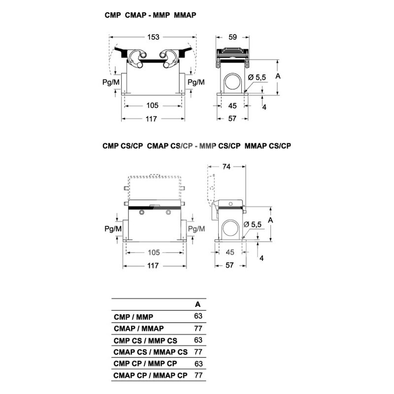 Obudowa gniazda, MMAP 06CP232 - schemat 1
