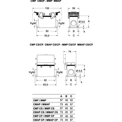 Obudowa gniazda, CMAP 03CP229 - schemat 1