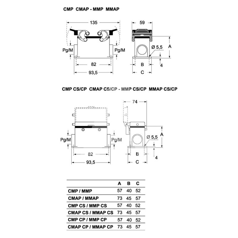 Obudowa gniazda, CMAP 03CP229 - schemat 1