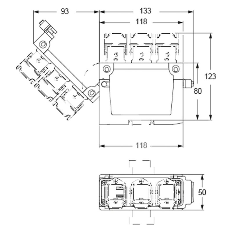 Podstawa modułowa do złacza, COB 03/3 BC - schemat1