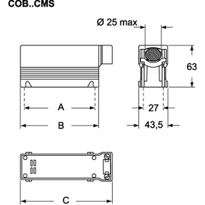 Obudowa modułowa do wkładek, COB 10 CMS - schemat1