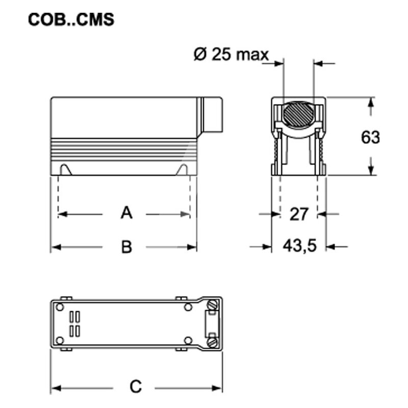 Obudowa modułowa do wkładek, COB 10 CMS - schemat1